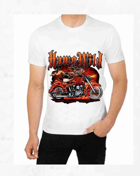 Motorcycle Hawg Wild Biker Art T-Shirt Live to ride L