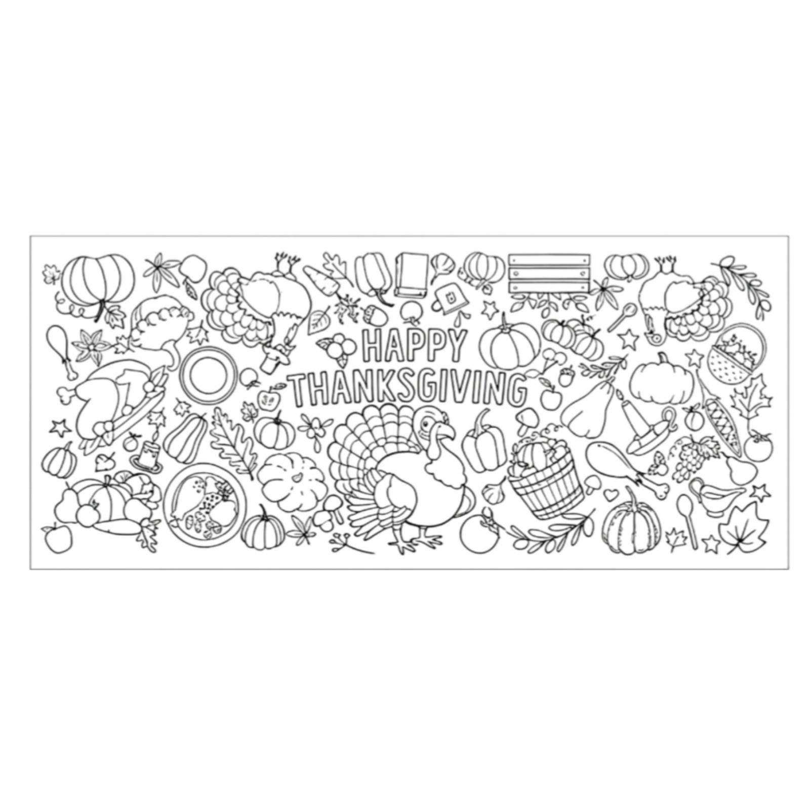 

Thanksgiving Giant Coloring Poster/Tablecloth-Thanksgiving Crafts For Kids-30 X 72 Inches Paper Coloring Banner Games Activities For Kids Gifts