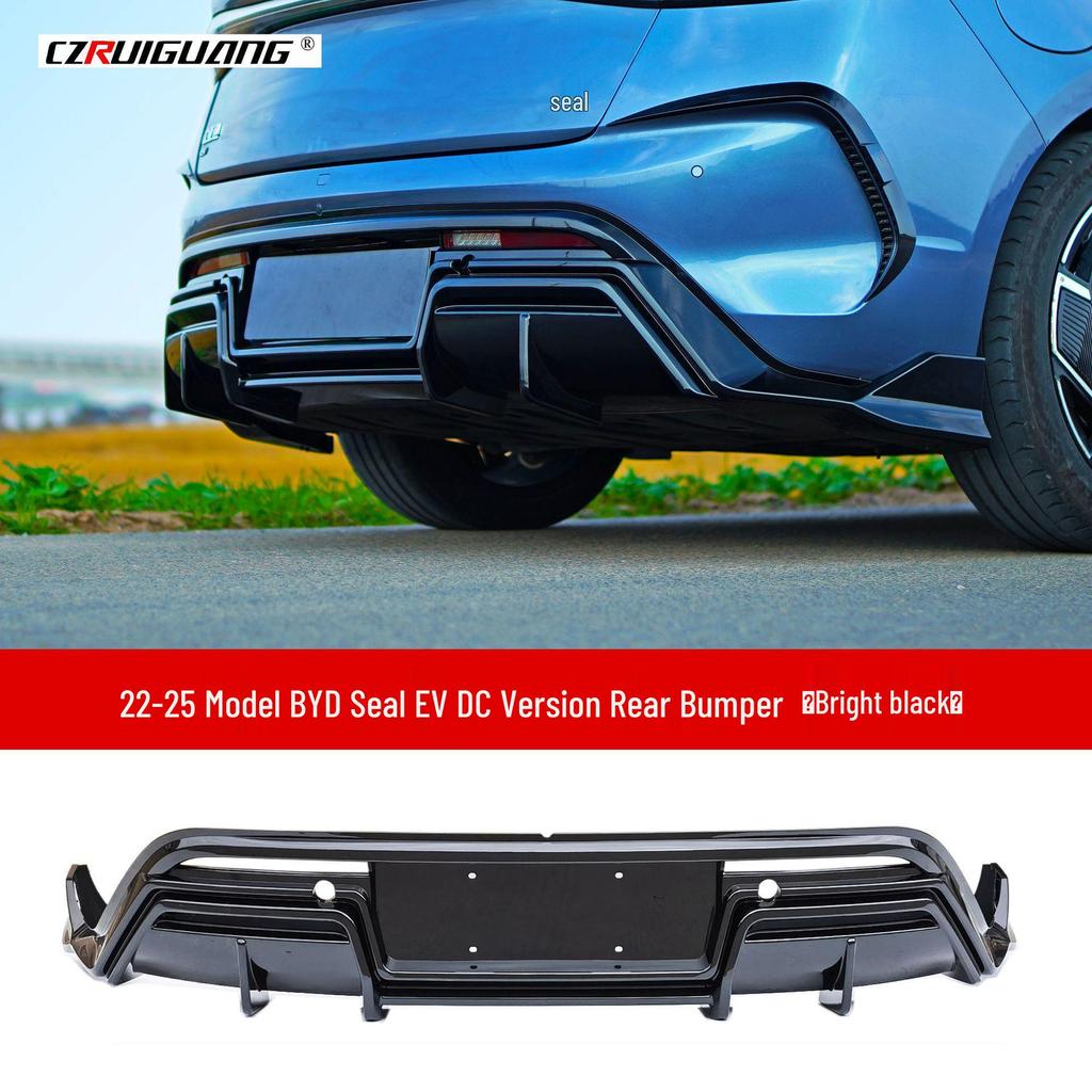 Compatible with BYD Seal EV DC: Rear & Front Bumpers, Front Lip Spoiler, Side Skirts, Rear Spoiler, Black Bright Strips.