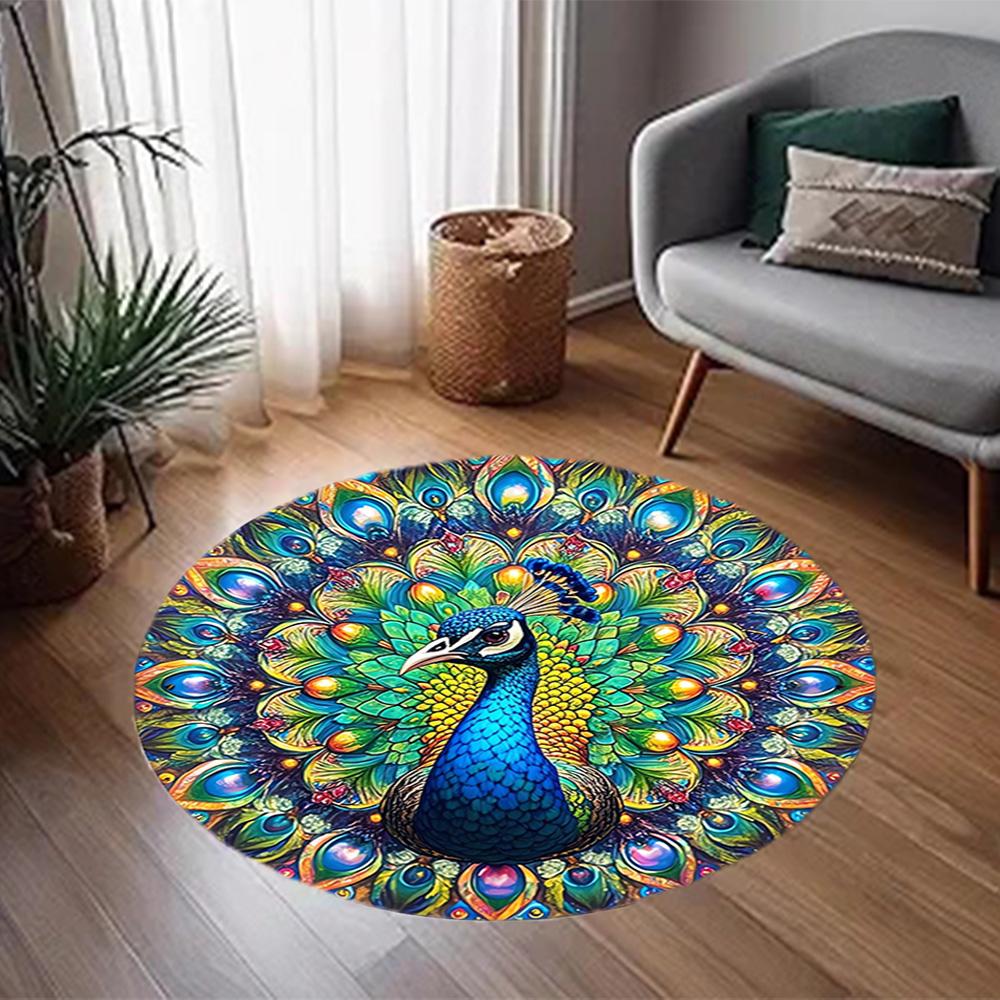 1pc Home Carpet Peacock Design Non-slip Rug for Office Decor and Living Room Gift Ideas