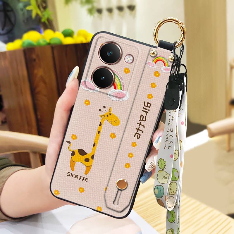 Back Cover Kickstand Phone Case For Realme P3 Ultra 5G Dirt-resistant Durable Cute Wristband Fashion Design Protective