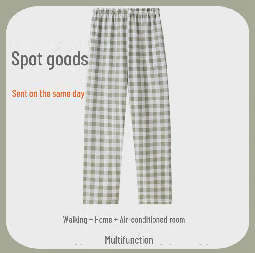Women's Casual Plaid Trousers: Lightweight, Loose-Fit Pajama Pants for Spring & Summer, Ideal for Lounging or Wearing Outdoors
