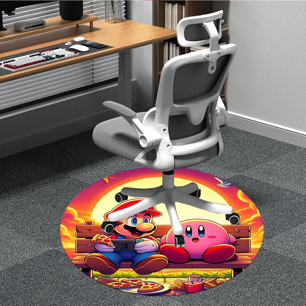 

1pc Mario Kirby Office Round Area Rug, Indoor Mat Suitable For Office, Under Office Chairs Bedroom Living Room Home Decor, Room Deco 80cm