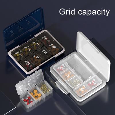 Pill Box Portable Weekly Pill Storage Box Leak-Proof Sealed Transparent Pill Organizer for Home Travel