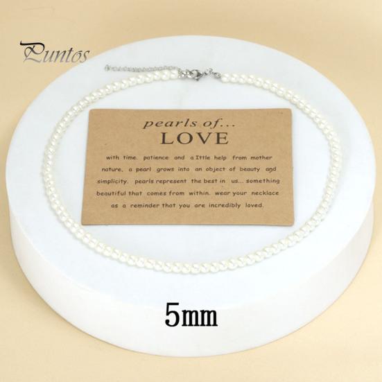 4/5/8/10mm Women Necklace Beaded Elegant Temperament Noble Dainty Luxury High Gloss Faux Pearl Clavicle Necklace Fashion Jewelry