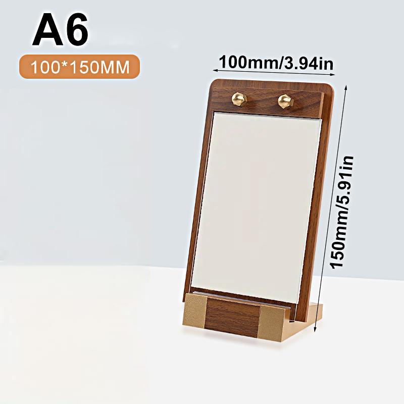 1PC Transparent Panel Price Display Board Walnut Wood Base Restaurant Tent Sign Holder Signs With Metal Finish Dinner A4 A5 A6