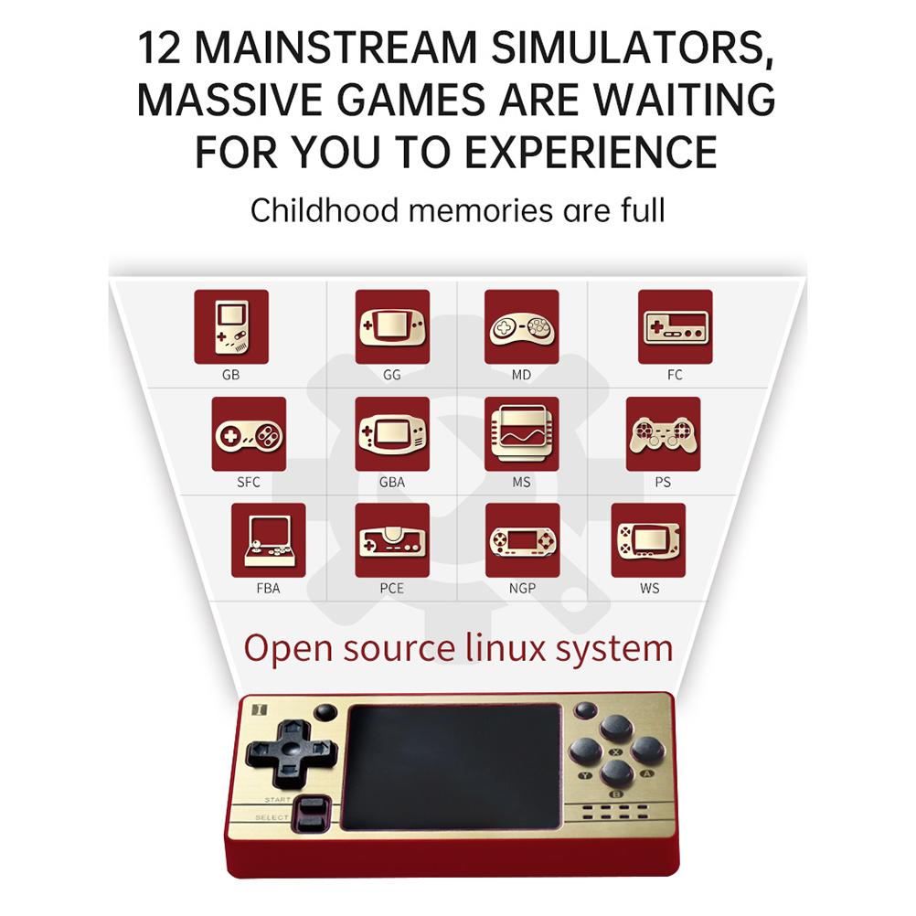 Q20 Mini Retro Game Console 64GB Red Handheld Video Player with Charging Cable