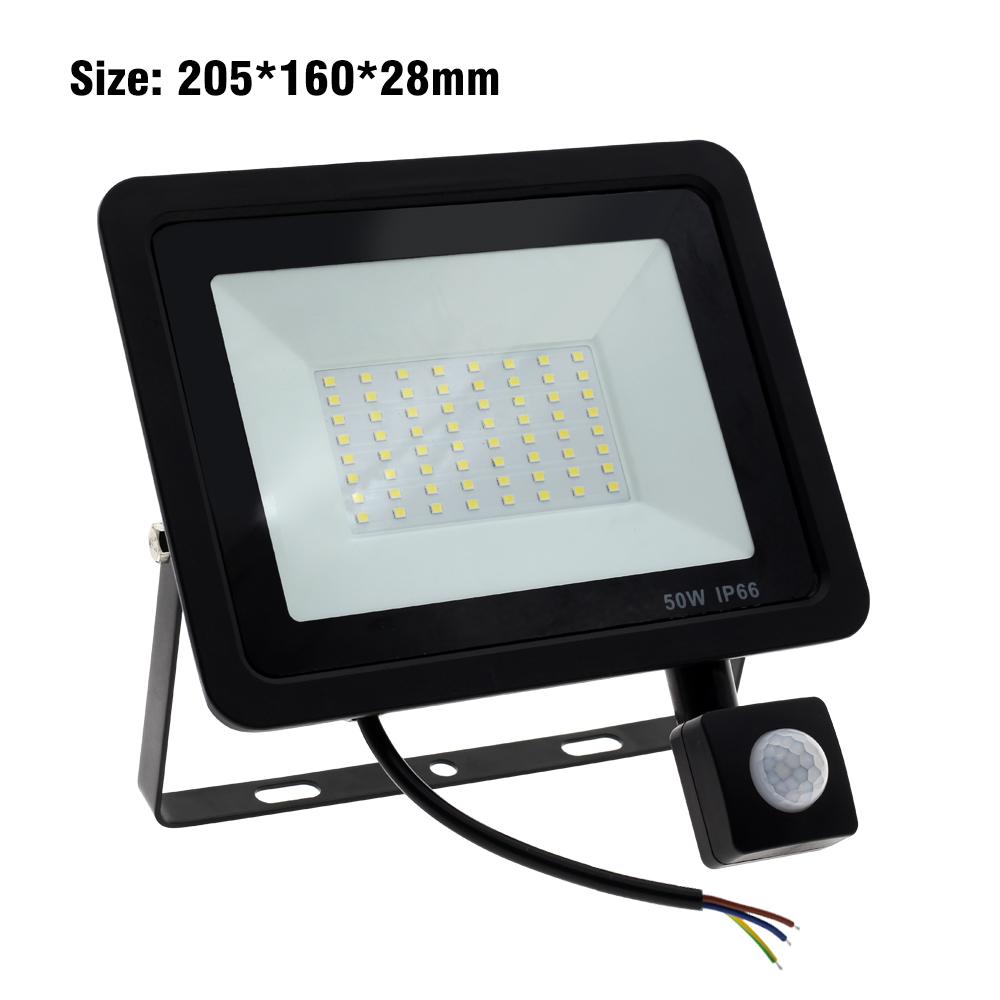 LED Floodlight PIR Motion Sensor White IP66 AC220V Exterior Projector Spotlight SMD2835 Outdoor Lighting Floor Lamp
