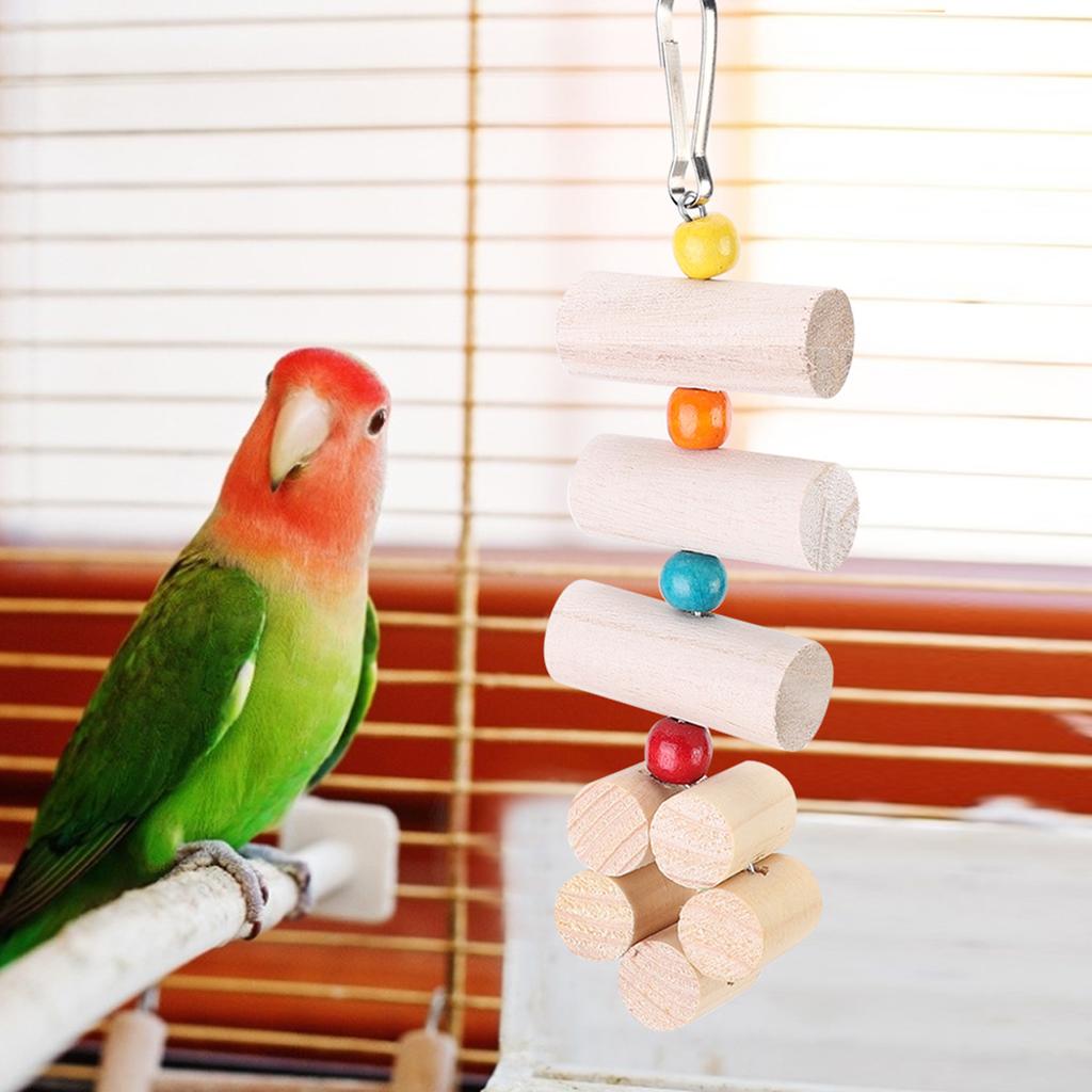 Flower Shaped Cage Wooden Hanging Bite Resistant Toy with Colorful Beads (Large Size)