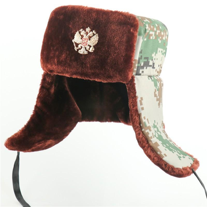 Winter Warm Fleece-Lined Military Style Beanie Hat With Embroidered Badge Men Women Outdoor Cold Weather Protection