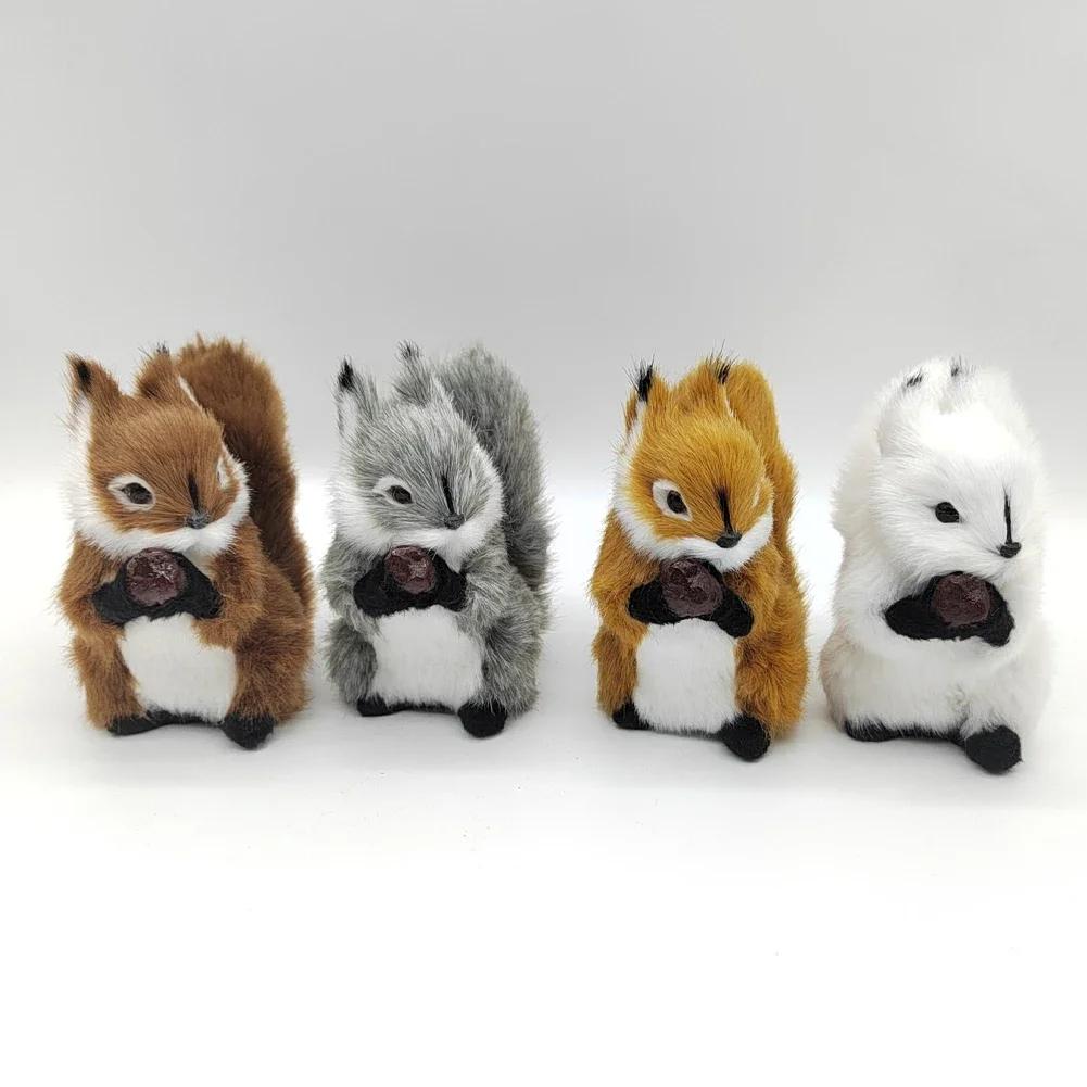 1Pc Mini Artificial Squirrel Figurines Miniatures Plush Simulation Squirrel Ornaments Fake Animal Christmas Table Decorations