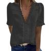 New Women's Lace Jacquard V-Neck Short Sleeve Casual T-Shirt