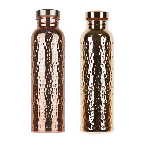 800ML Copper Sports Water Bottle Hammer Pattern Large Capacity Leakproof Portable Outdoor Cycling Gym Fitness Travel Electroplating Drinking Cup