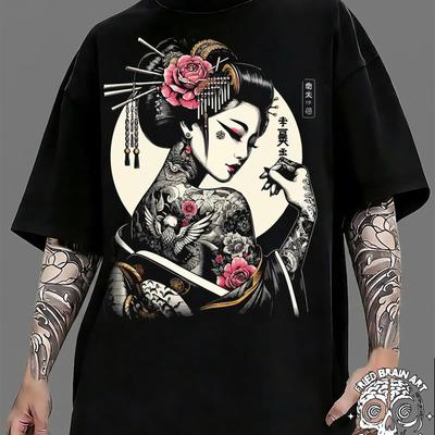 Japanese Geisha Art T Shirt Tattooed Design Vintage Unisex Streetwear Breathable Designer Clothes Graphic Versatile
