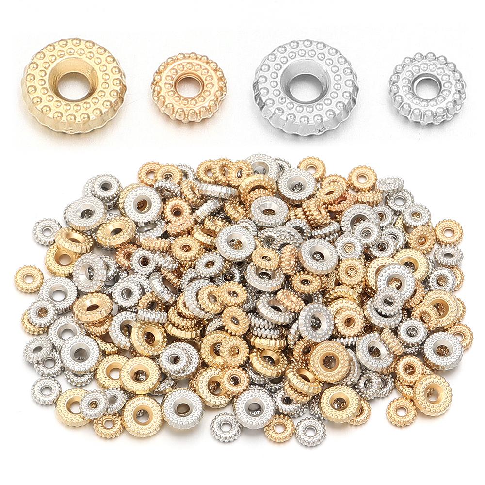 200pcs CCB Spacer Beads Flat Round Big Hole Loose Beads For Jewelry Making DIY Handmade Necklace Bracelet Accessories Findings