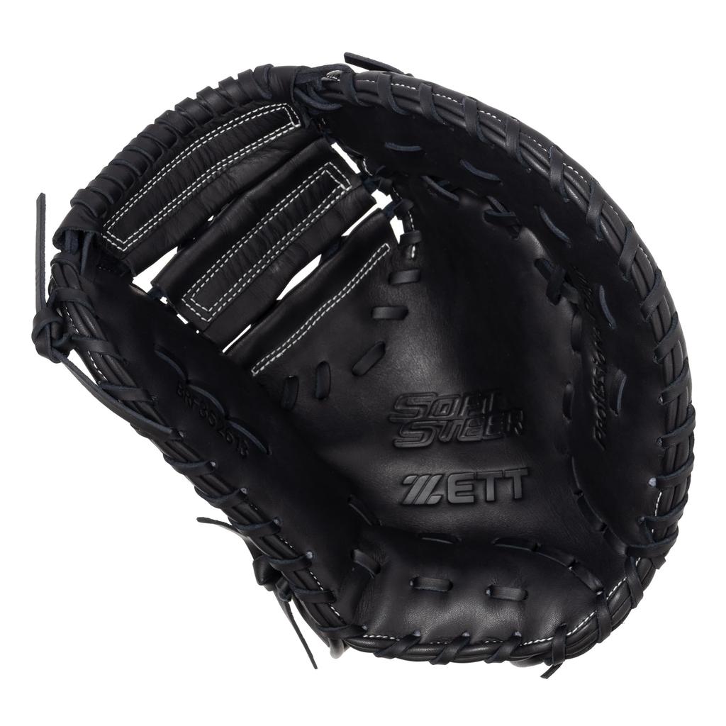 ZETT Soft Steer First BRF352613 Baseman's Mitt, Right-Handed Throw, Black,