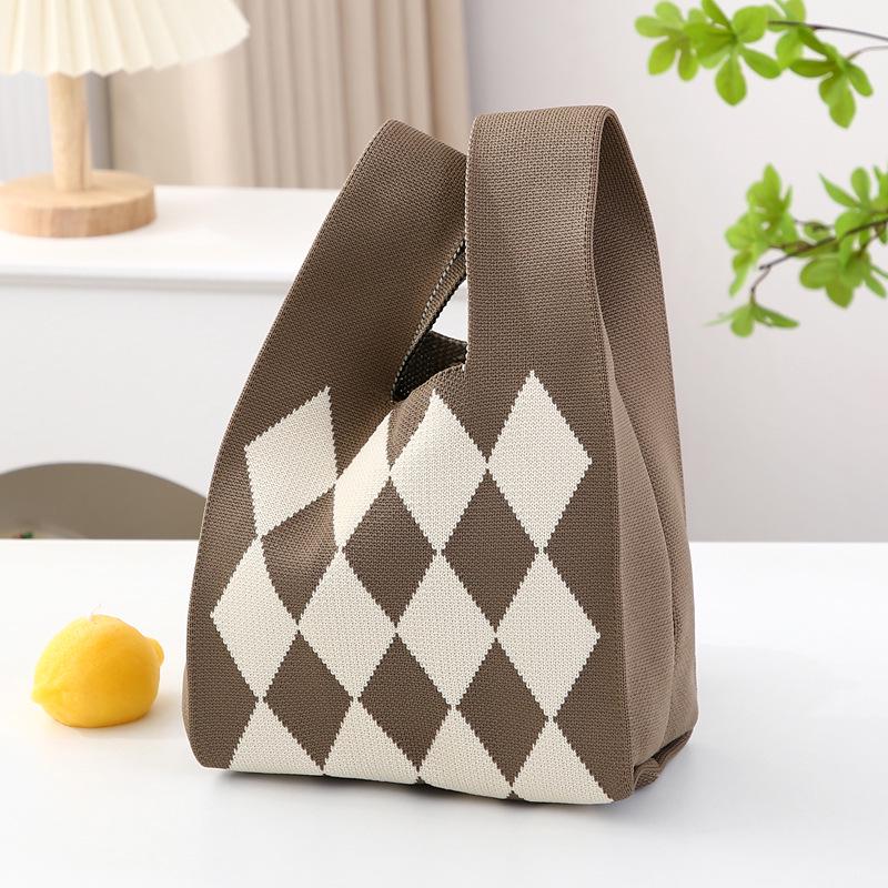 Korean Style Women's Striped Knit Tote & Vest Bag - Trendy Handbag Gilet