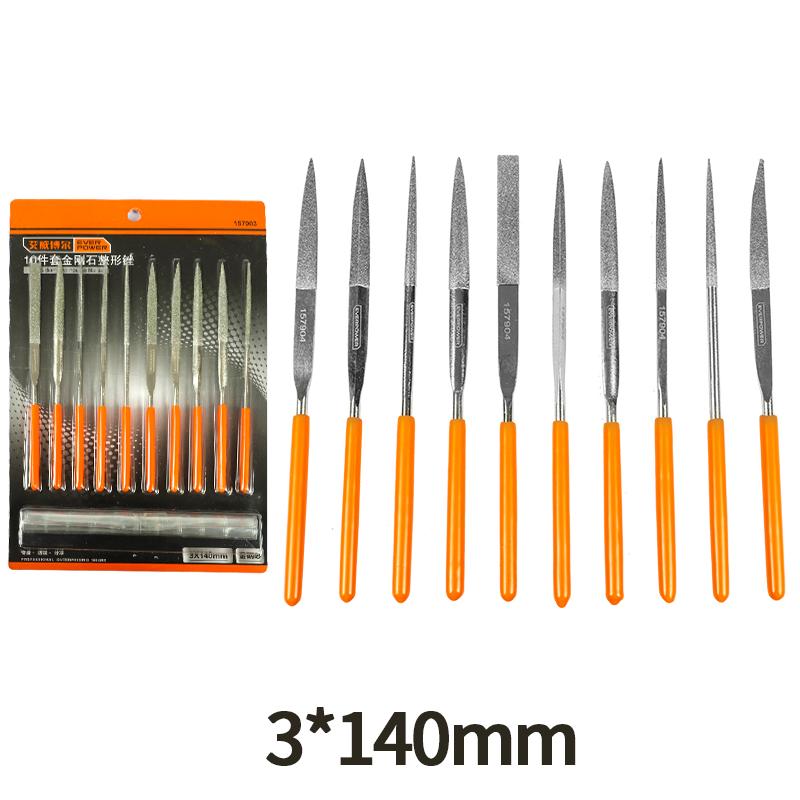 NINDEJIN 10pcs/set diamond needle file set #45 steel 3x140mm 4x160mm 5x180mm diamond sharpening file set for Metal Ceramic Stone