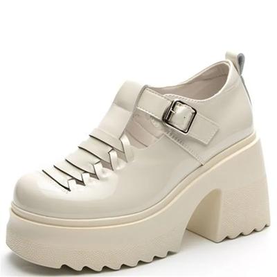 Sandales d'été à plateforme compensée et semelle épaisse de 10 cm en cuir véritable pour femmes, avec boucle ajourée, mode été, baskets chunky confortables
