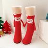 New Year Cartoon Christmas Magnetic Hand-Holding Socks Funny Elk Snowman Santa Socks Woman  Socks Kids Christmas Gift Socks
