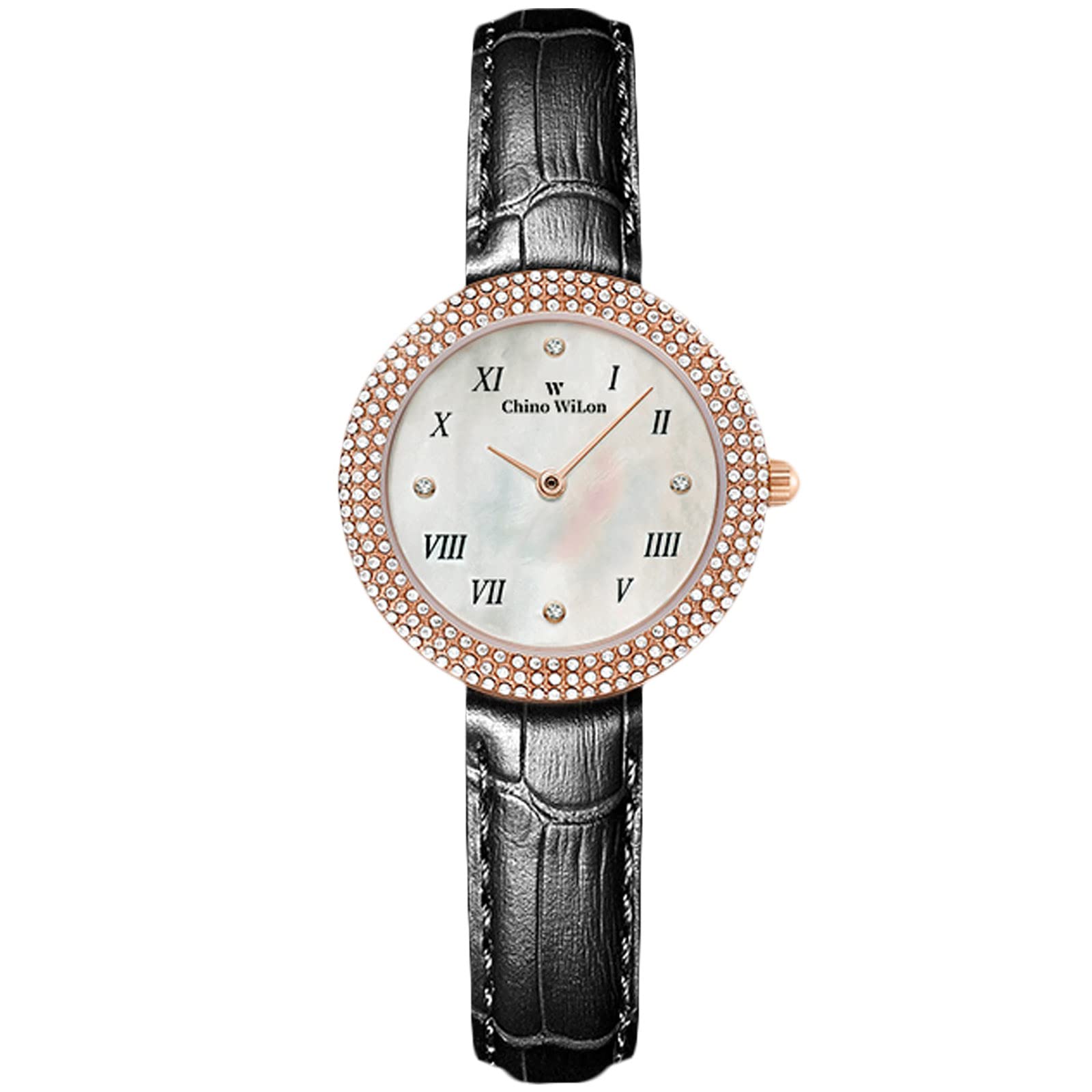 

RORIOS Stylish Small Analog Water Genuine Leather Rose Perfect Gift for or Birthdays Women s Watch, Display, Cute, Resistant, Casual, Band, Gold,