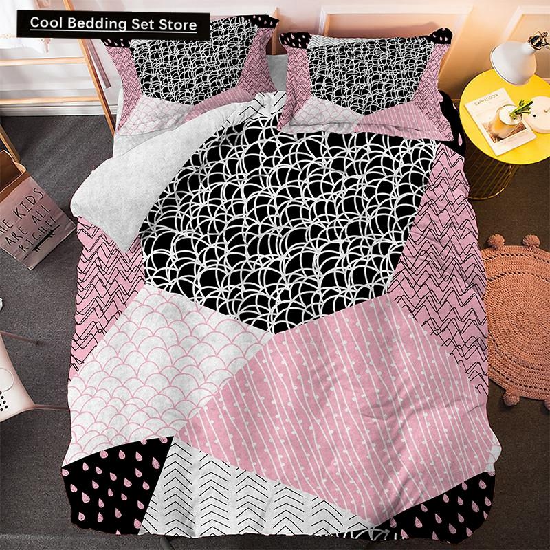 Irregular Geometry King Queen Duvet Cover Bohemian Style Bedding Set for Kid Teens Adult Modern Art 2/3pcs Polyester Quilt Cover