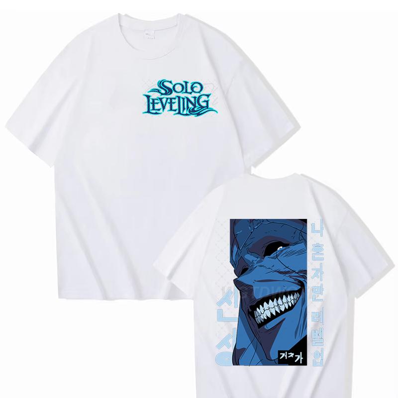Solo Leveling Street Cool T-shirt Top 100% Cotton Hot Anime Men Clothes Harajuku Streetwear Solo Leveling Anime Men Women Shirt