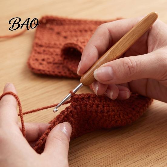 Durable Crafting Needles 6/11Pcs Bamboo Handle Crochet Hook Set, 0.5-3MM/3.5-6MM Knitting Needles, Wooden Ergonomic Hook, & Supplies DIY Sewing Tools