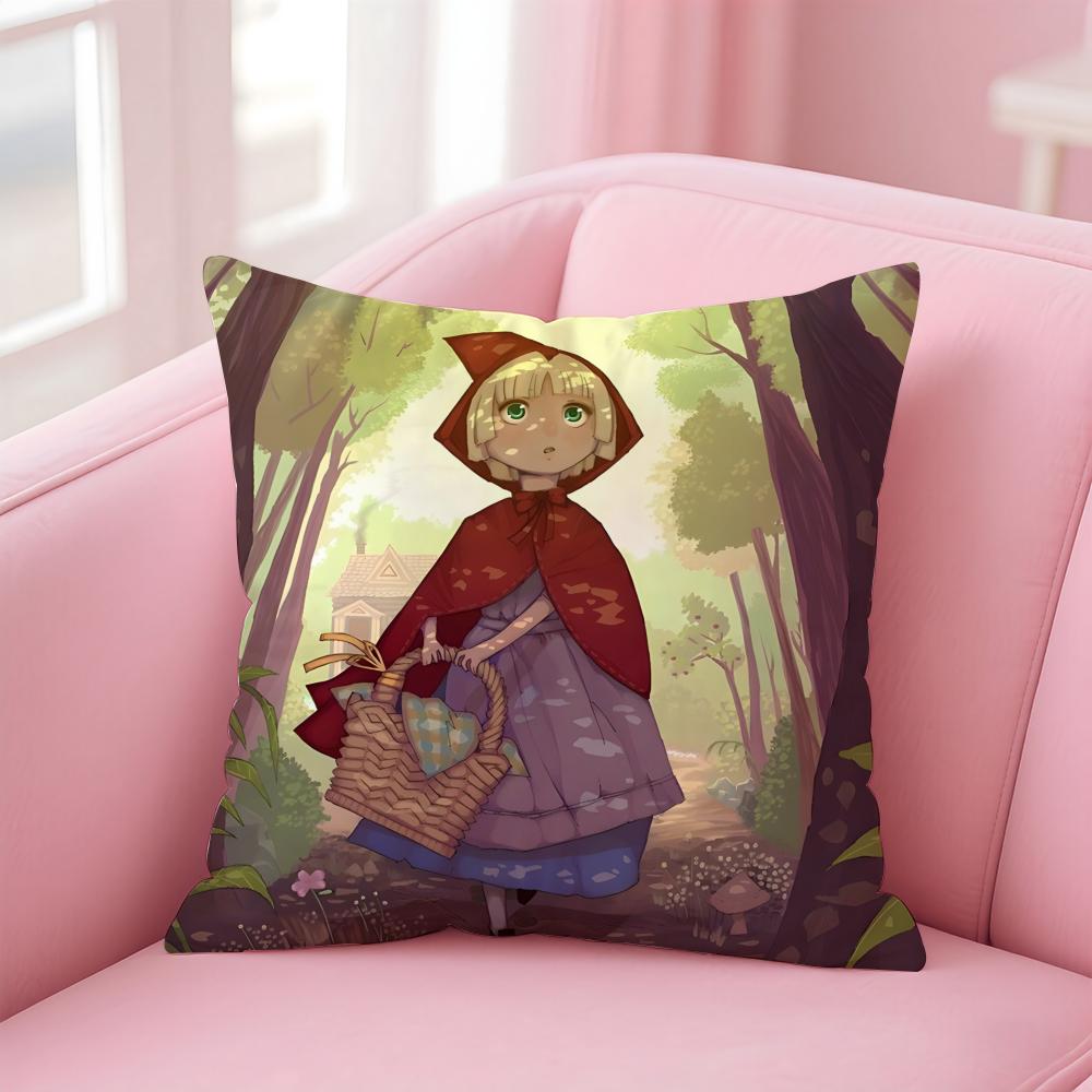 Cute Little Red Riding Hood Cushion Cover Pillowcase Short Plush Invisible zipper Room Sofa Cushion Cover