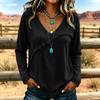 Women's Casual Long Sleeve Top V Neck Lightweight Pullover Loose Fit Soft Fabric Stylish Design with Frayed Trim Detail for Everyday Wear