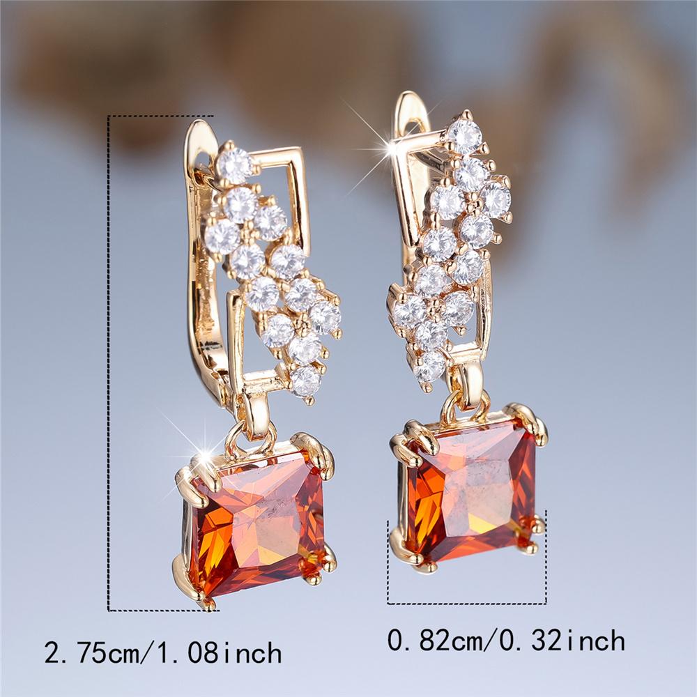 Trendy Crystal White Red Zircon Stone Hoop Earrings For Women Vintage Gold Color Wedding