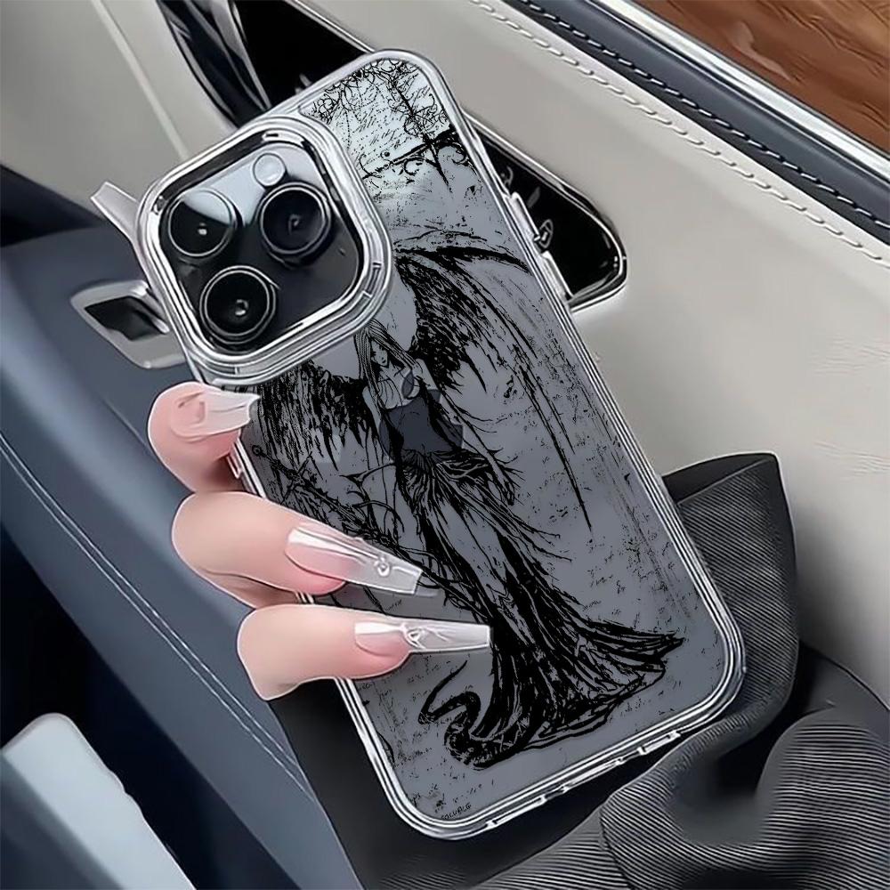 Dark Wings Goddess Pattern Soft Phone Case For Iphone 17 Air 11 13 14 12 15 16 Pro Max 17E 16E Plus Bumper Back Coque Cover