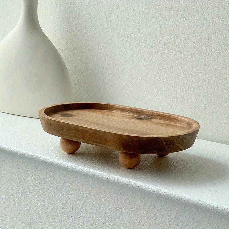 1pc multi-functional wooden tray, suitable for aromatherapy, key storage, etc. - Elliptical design