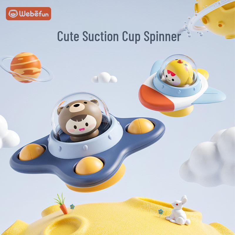 Rocket Spin Top Baby Soothing Toy with 3D Cartoon Design for Dining and Bath