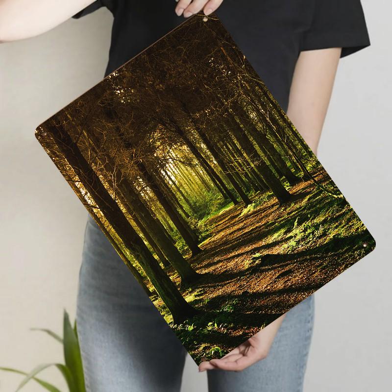 

Forest Morning Light Shadow Art Metal Wall Decor for Living RoomModern Minimalist Hanging Painting 20x30cm（7.8x11.8inch）