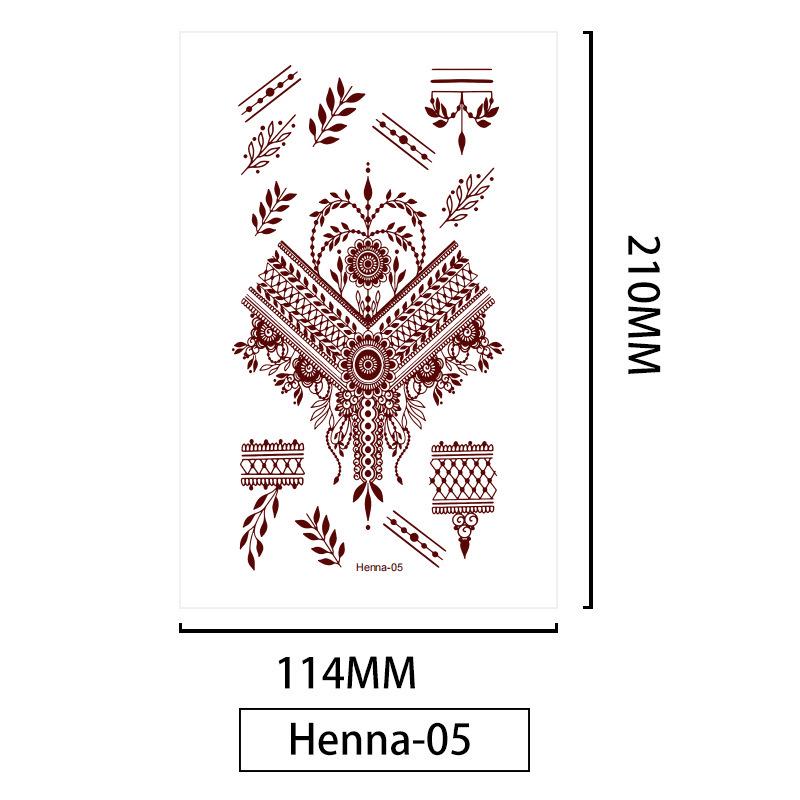 Lace Brown Waterproof Henna Flower Tattoo Stickers for Hands