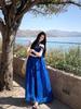Erhai Blue Resort Backless Spaghetti Strap Long Dress