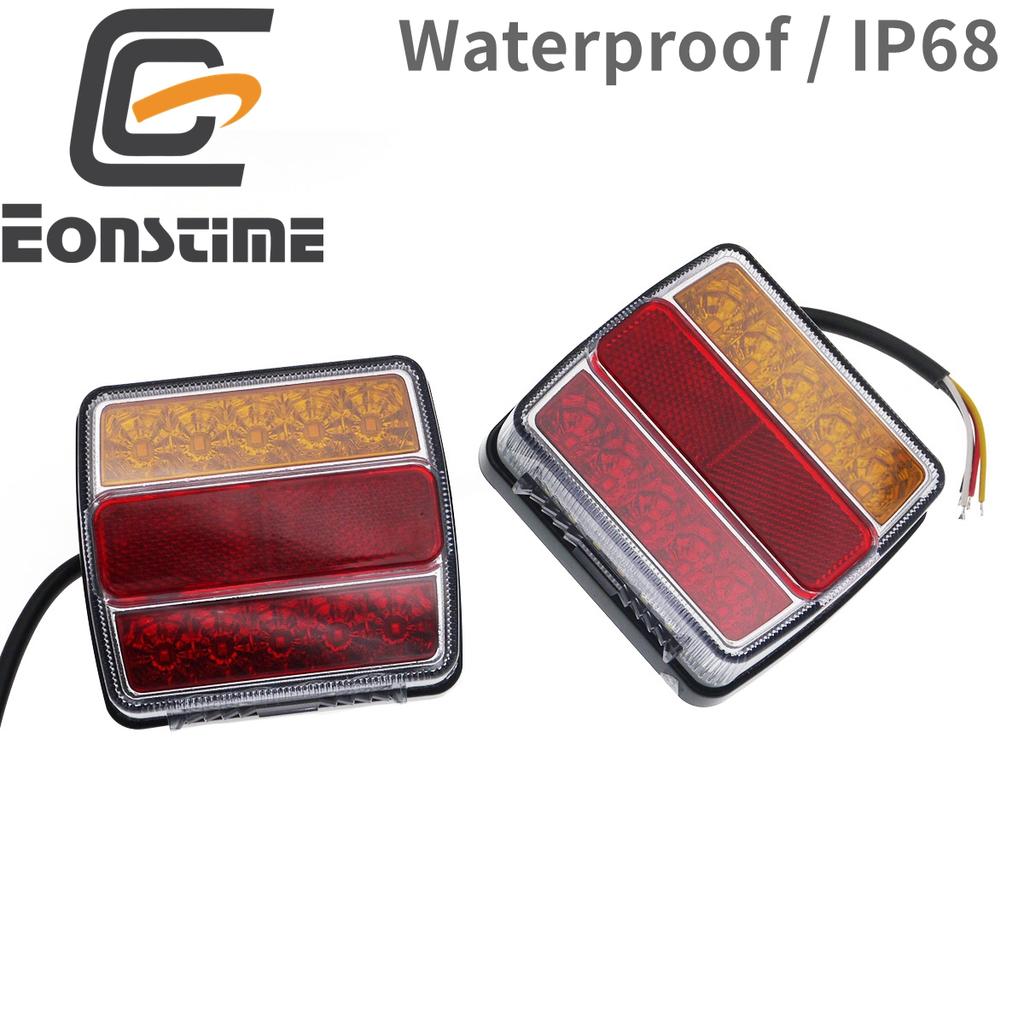 Eonstime 2pcs DC 12V 16LED Truck Car Trailer Boat Caravan Rear Tail Light Stop Lamp Taillight Waterproof IP68