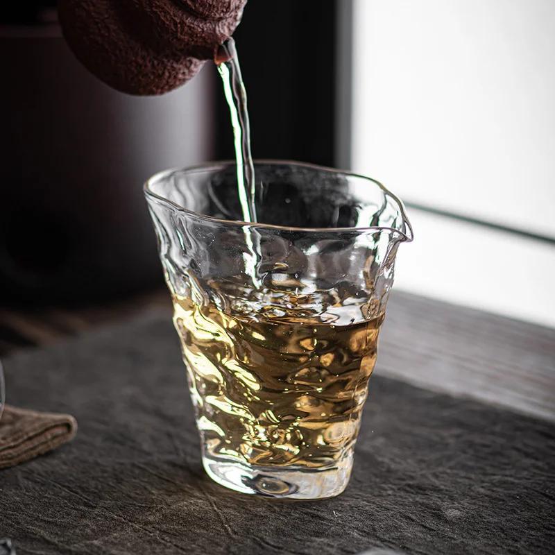 200ml Hammer Water Ripple Glass Tea Pitcher Fair Cup Heat Resistant Chahai Justice Cup Kung Fu Tea Set Accessories Teaware
