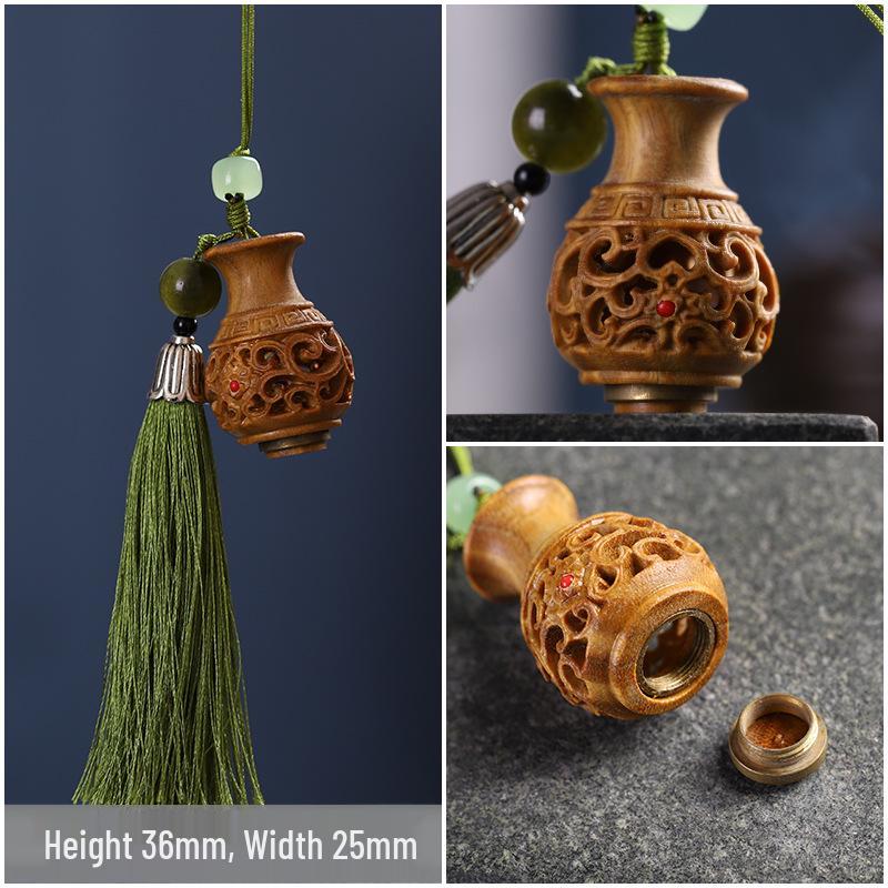 Green Sandalwood Pixiu Lotus Mountain Pendant Keychain Ornament