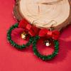 Creative Green Color Xmas Garland Bow Bell Pendant Earrings for Women Fashion Christmas Tree Earrings New Year Ear Jewelry Gift