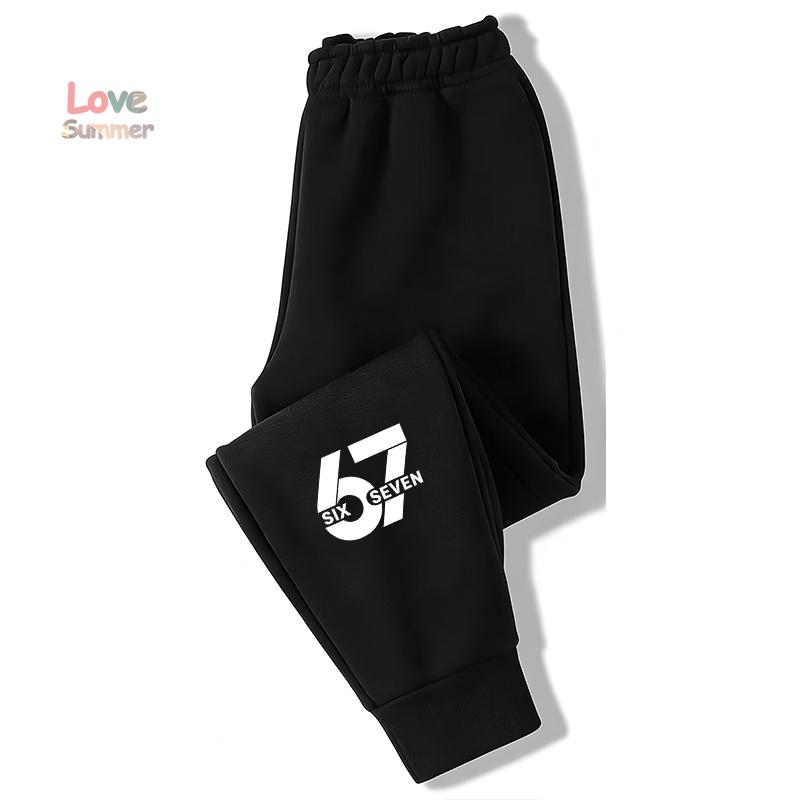 Neue Jungen-Jogginghose mit 67er Nummer und Buchstaben-Print für Jungen Mädchen, Lässige Sport-Langhose, Warme Langhose für Draußen, für Draußen