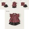 Girl Summer Cotton Plaid Twopiece Set With Short Sleeve Top And Shorts For Kids Age 3 To 8