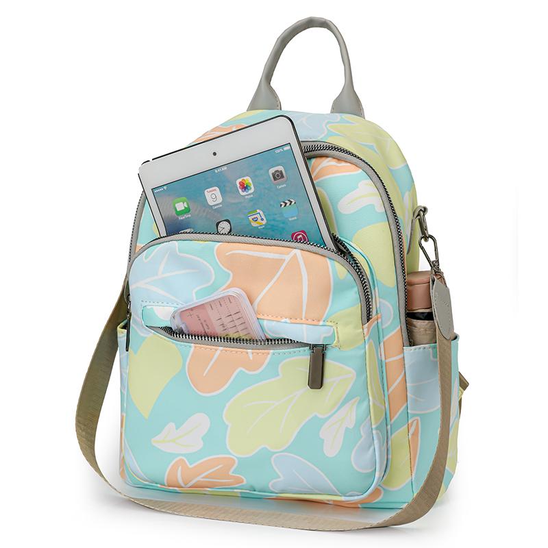 Print Backpack Women's Nylon Waterproof Backpack Student School Bag Large Capacity Shoulder Bag