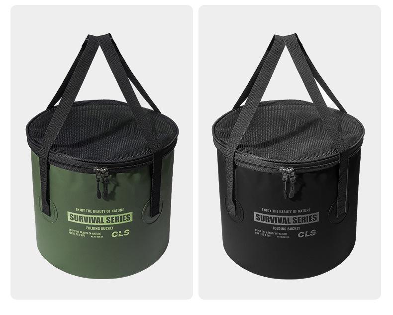 Teleskop-Klappeimer für Camping und Angeln mit Abflusskorb
