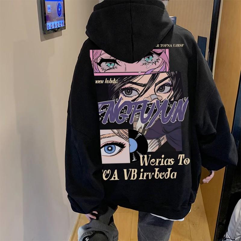 Heavyweight Fleece Hoodie Winter Streetwear Loose Fit Casual Sport Sweatshirt Students