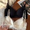 Lace gathers female college students, popular beautiful back, no steel ring, big chest, small non-running cup, skin-friendly and breathable bra