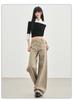 Romon Autumn/Winter Jeans Women's American Khaki High Waist Straight Tube Versatile Loose Look Thin Wide Legs Floor length Pants