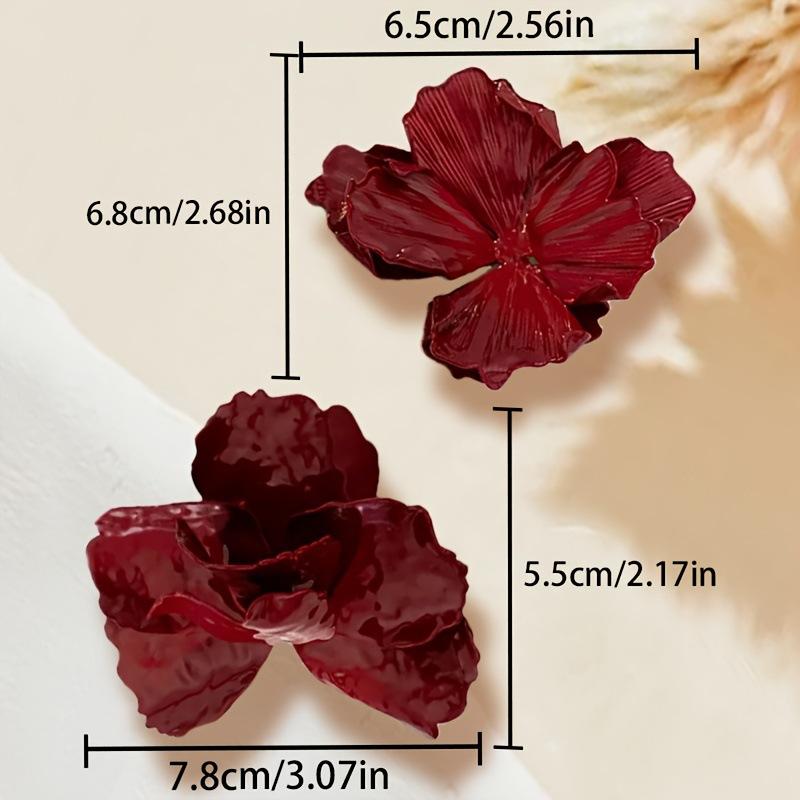 Orecchini a Bottone con Fiore Rosso Grande Design da Donna Senso dell'Atmosfera Orecchini alla Moda