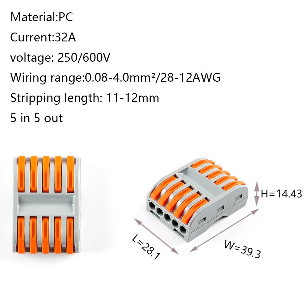 10pcs Mini Mini Quick Wire Connector PCT-221/222/223/224/225 Universal Compact Electric Push-in Connectors Quick Terminal Block